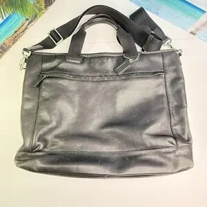 Coach F70926 Bleecker Legacy Black Pebbled Leather Slim Brief Bag With Strap