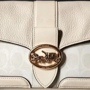 Coach Georgie Signature Leather Shoulder Hand Bag C4067 Chalk