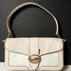 Coach Georgie Signature Leather Shoulder Hand Bag C4067 Chalk
