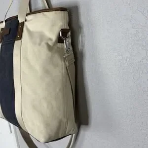 Coach Heritage Web Tote Shoulder Bag Canvas & Leather 16 X 16