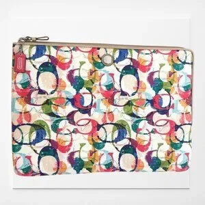 COACH Laptop Sleeve Signature C Graffiti Print 10 X 14 Soft Tablet Case Zip Top