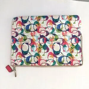 COACH Laptop Sleeve Signature C Graffiti Print 10 X 14 Soft Tablet Case Zip Top