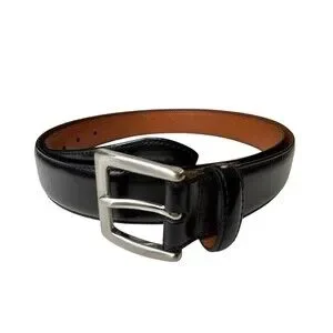 COACH Men's Belt Sz 42 (105cm) Black Calfskin Leather Silver Brass Buckle 1.25"