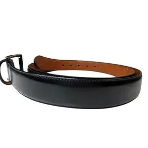 COACH Men's Belt Sz 42 (105cm) Black Calfskin Leather Silver Brass Buckle 1.25"