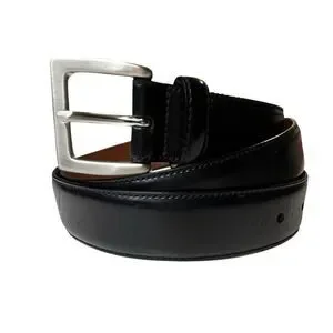 COACH Men's Belt Sz 42 (105cm) Black Calfskin Leather Silver Brass Buckle 1.25"