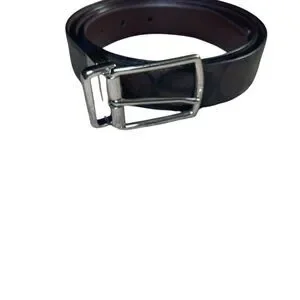 COACH Men's Reversible Dress Belt Multicolor Silver Buckle