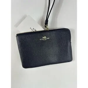 Coach Mini Card Holder Wristlet New W Inserts Navy Blue Leather