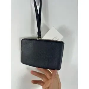 Coach Mini Card Holder Wristlet New W Inserts Navy Blue Leather