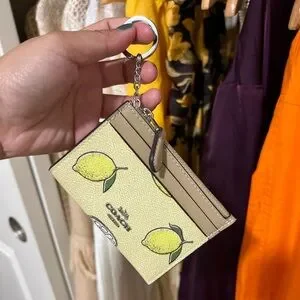 COACH Mini Skinny ID Case with Lemon Print