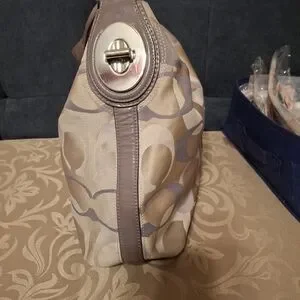 Coach Penelope Sateen Optic C Handbag Shoulder Bag Purple