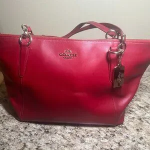 COACH Red Leather Tote