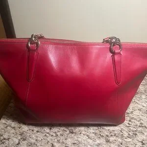 COACH Red Leather Tote