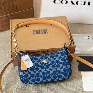 Coach Teri Shoulder Bag Signature Denim CAF82 Outlet New