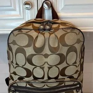 Coach Vintage Jacquard Signature Logo Stripe Large Backpack - HTF