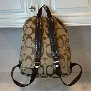 Coach Vintage Jacquard Signature Logo Stripe Large Backpack - HTF
