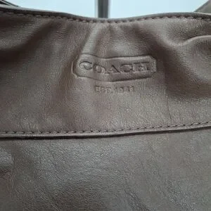 Coach Zoe Hobo Brown Leather Silver Studs Shoulder Bag #14706 15"x13" 16"drop