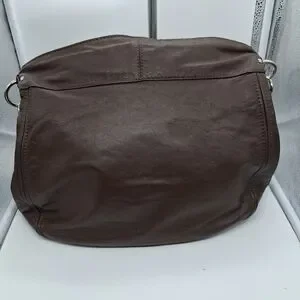 Coach Zoe Hobo Brown Leather Silver Studs Shoulder Bag #14706 15"x13" 16"drop