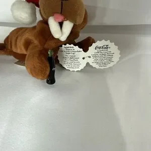 Coca Cola 1998 Walrus Beanie Babie With Soda In Hand Vintage Christmas With Tags
