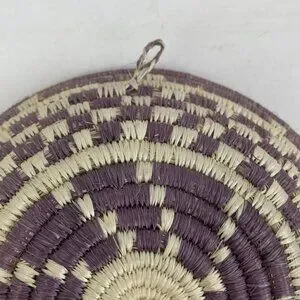Coil Basket Grass Hand Woven Natural Wicker Shallow Hanging Wall Art Bowl Tray