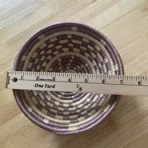 Coil Basket Grass Hand Woven Natural Wicker Shallow Hanging Wall Art Bowl Tray