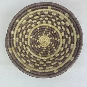 Coil Basket Grass Hand Woven Natural Wicker Shallow Hanging Wall Art Bowl Tray