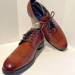 Cole Haan Grand+ Men's 12 Oxford Shoes British Tan Brown Dress Wingtip C37330