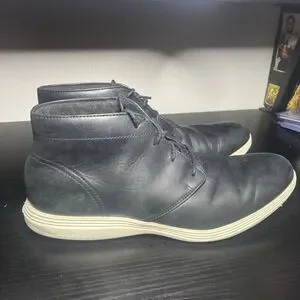 Cole Haan Grand Tour Mens Leather Casual Chukka Boots Size 10.5 M Black C31366
