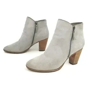 Cole Haan Hayes Gray Suede Double Zip Stacked Heel Low Boots Size 8