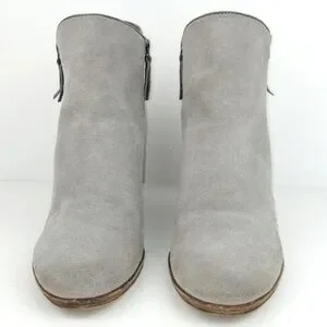 Cole Haan Hayes Gray Suede Double Zip Stacked Heel Low Boots Size 8