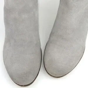 Cole Haan Hayes Gray Suede Double Zip Stacked Heel Low Boots Size 8