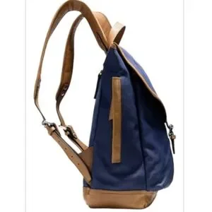 Cole Haan Navy Blue Marshall Canvas Leather Backpack