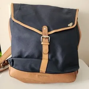 Cole Haan Navy Blue Marshall Canvas Leather Backpack