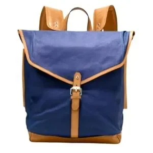 Cole Haan Navy Blue Marshall Canvas Leather Backpack