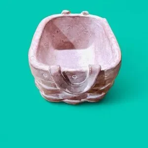 Collectible Clay Ceramic Pink Basket Longaberger Signed Isabel Bloom 1997