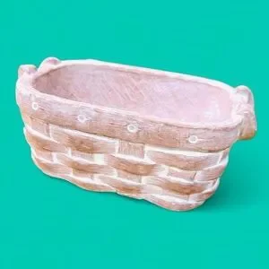 Collectible Clay Ceramic Pink Basket Longaberger signed Isabel Bloom 1997