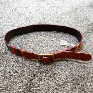 Colorful Boho Leather Fabric Belt Guatemalan S M