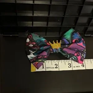 Colorful Bow Tie With Gold Crown Accent