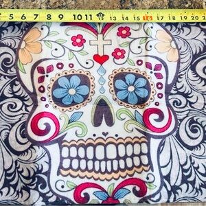 Colorful Skull Pattern Bath Mat Size OS White Multicolor