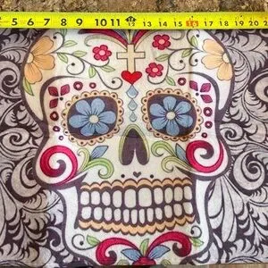 Colorful Skull Pattern Bath Mat Size OS White Multicolor