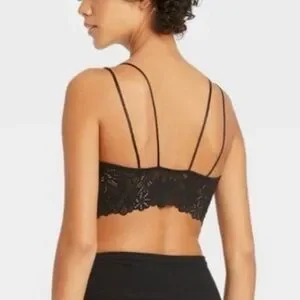 Colsie Floral Eyelet Design Front Hook Corset Closure Bralette In Black Sz Med