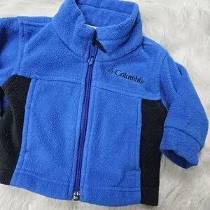 Columbia Sportswear Blue Black Fleece Zip Up Jacket Baby Size 6 Months