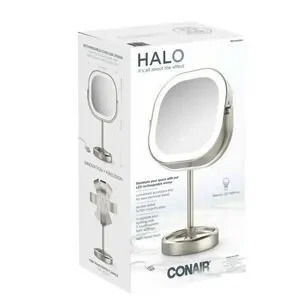 Conair Halo LED Double Sided 1x/10x Vanity Mirror 360 Rotation new in box