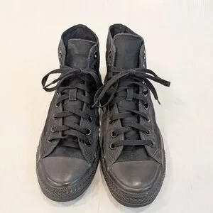 CONVERSE All Star Skate-Hi Black Monochrome Canvas High-Top Sneakers Size 9