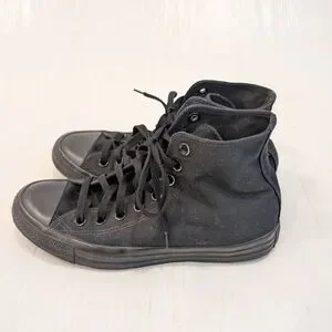 CONVERSE All Star Skate-Hi Black Monochrome Canvas High-Top Sneakers Size 9