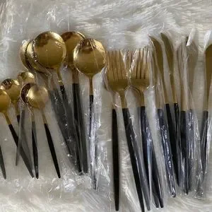 COPY - 24-Piece Gold Silverware Set Gold Utensils Set for 6 Gold Spoons and fo…