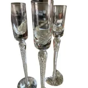 Cordials / Liqueur Air Twist Stem Glasses Hand Blown Set Of 3 Vintage