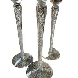 Cordials / Liqueur Air Twist Stem Glasses Hand Blown Set Of 3 Vintage