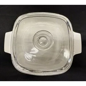 Corning Ware White Square Blue Cornflower 1Qt. Casserole Dish Pyrex Glass Lid