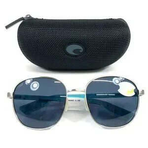 Costa Sunglasses Egret 6S4005-06 Brushed Silver Clear Blue with Gray Lenses 580P