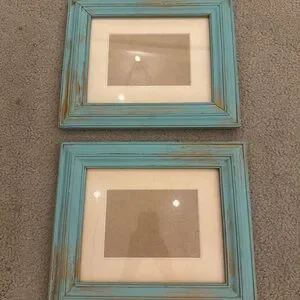 Cottage Rustic Sea Green With Gold Hand Painted Picture Frame Set Of 2